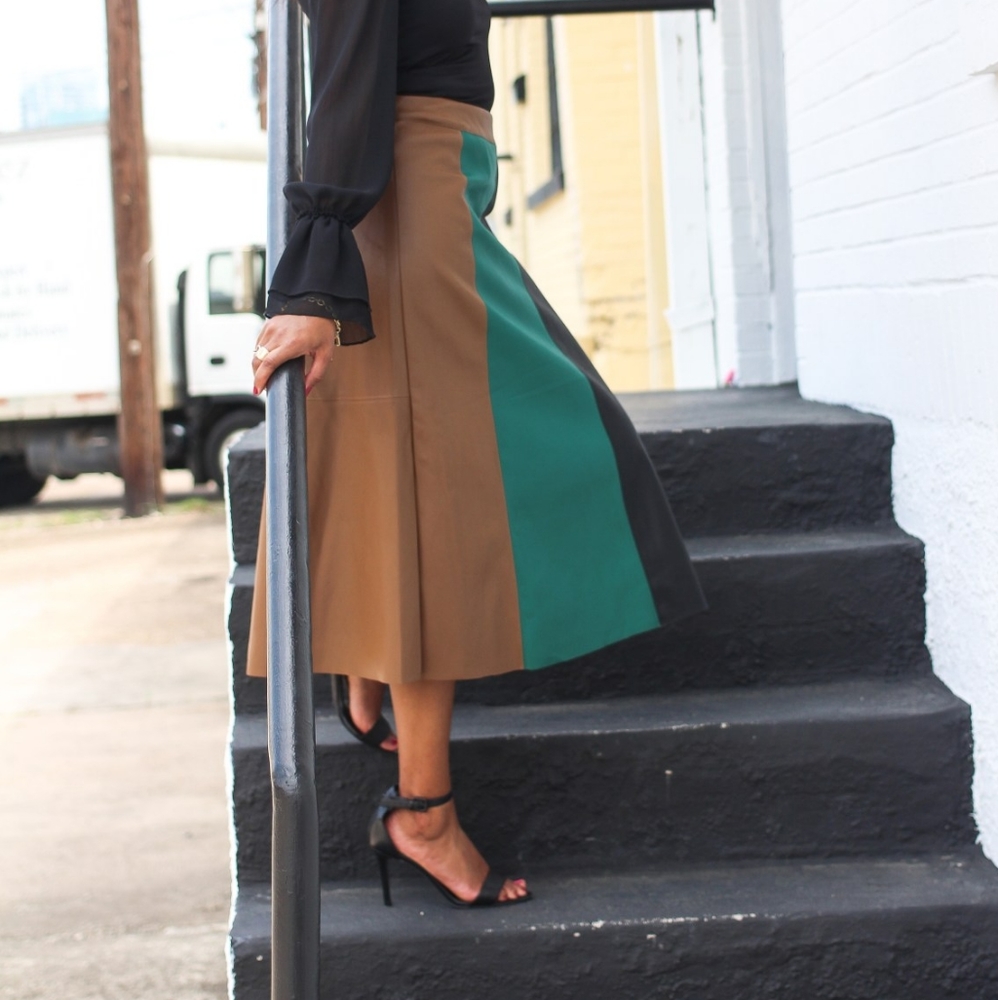 Www Faux Leather Midi Skirt Plus Size Brown Teal Black View 4